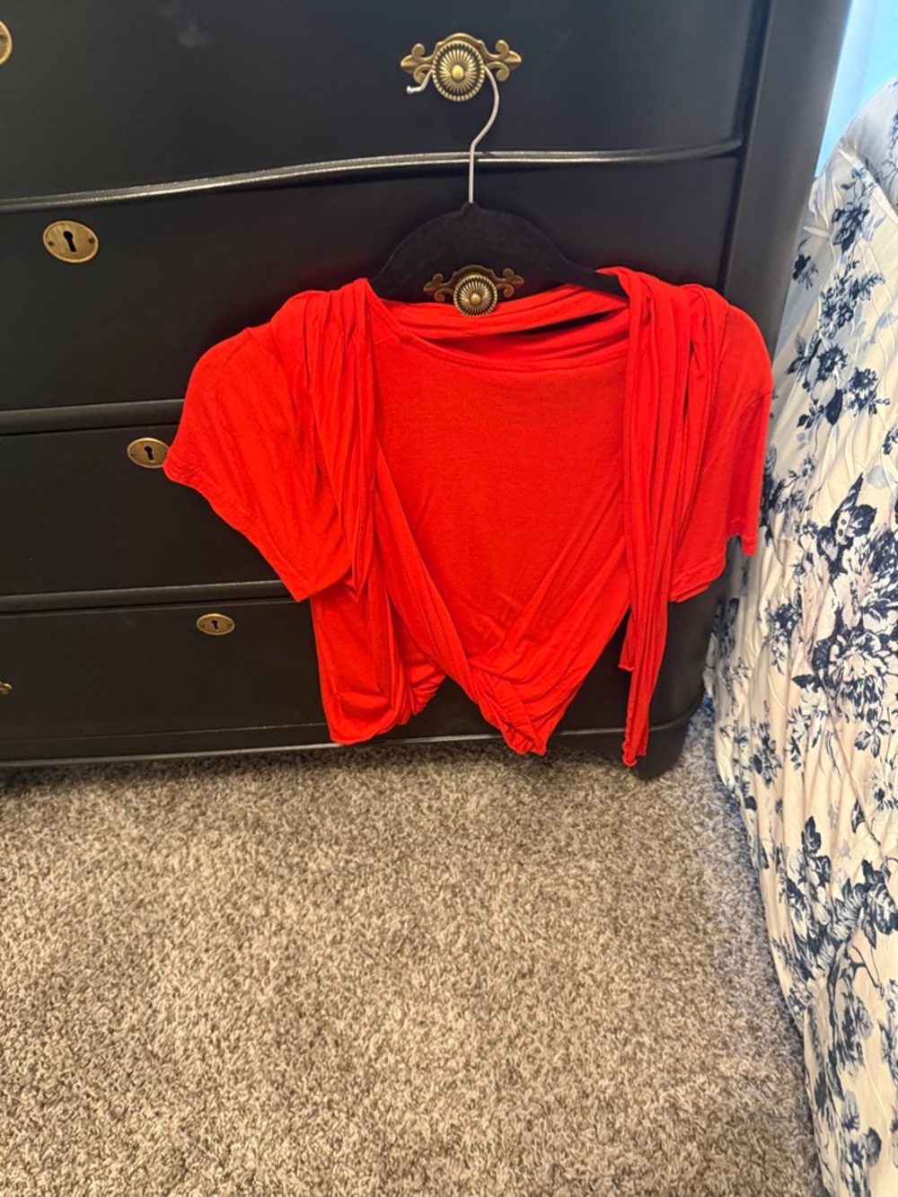 J. Crew Vibrant Red Short-Sleeve Wrap Crop Top